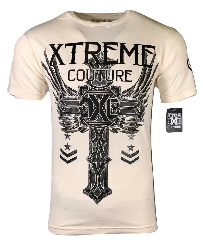 XTREME COUTURE by AFFLICTION Men's Faith & Trust Graphic T-Shirt, Biker MMA Gym Casual Tee, Short Sleeve Shirt S-4X