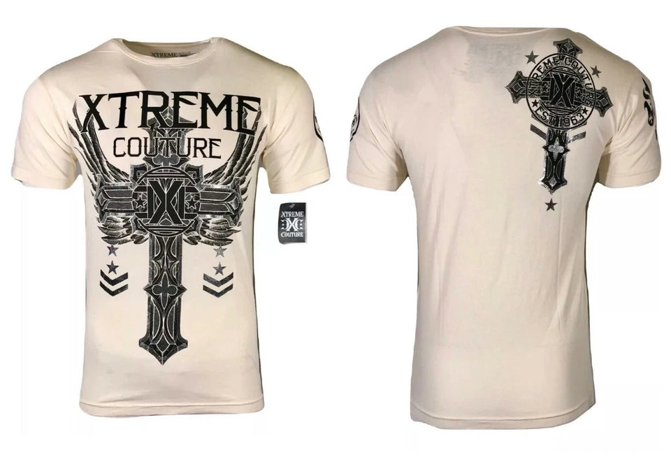 XTREME COUTURE by AFFLICTION Men's Faith & Trust Graphic T-Shirt, Biker MMA Gym Casual Tee, Short Sleeve Shirt S-4X